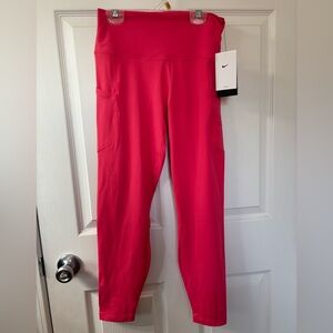 Nike One Women's High Waisted 7/8 Leggings With Pockets Aster Pink Large New